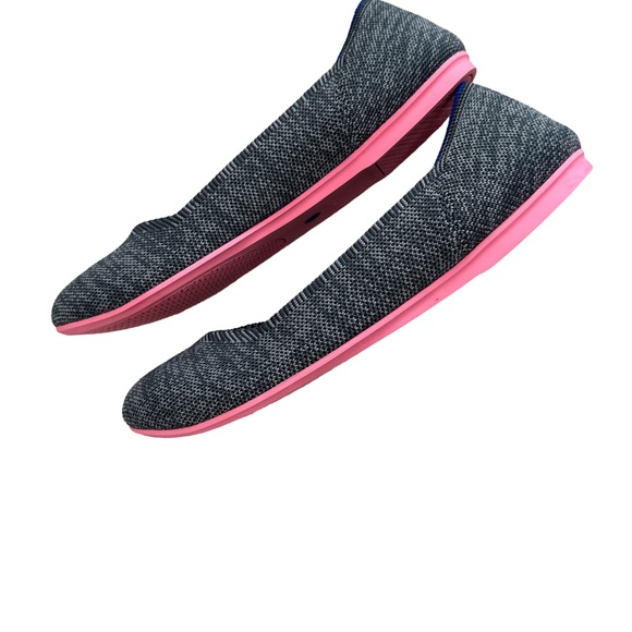 Rothy's Birdseye Flats Charcoal with Pink Sole Round Toe Slip On Shoes sz 7 - Picture 11 of 12